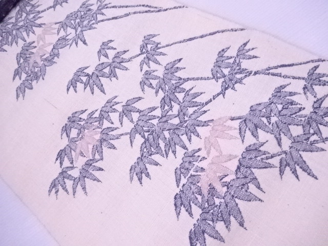 リサイクル　八寸名古屋帯　反物　紬織　西陣織　笹文　リメイク　材料